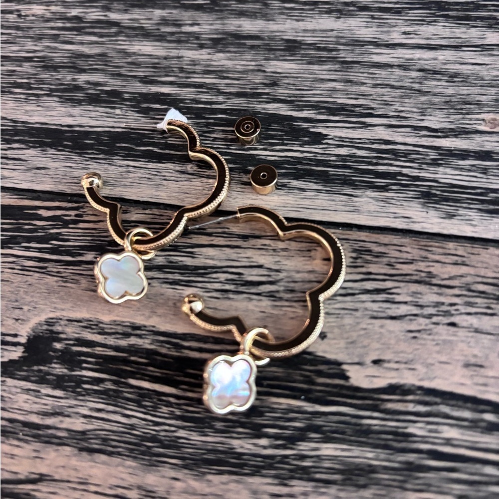 Anthropologie Piper K Chic Clover Hoop Earrings